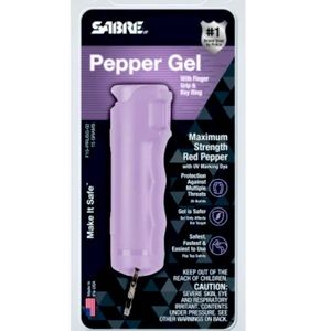 NEW! SABRE Flip Top Pepper Gel with Finger Grip and Snap Clip, Purple Color